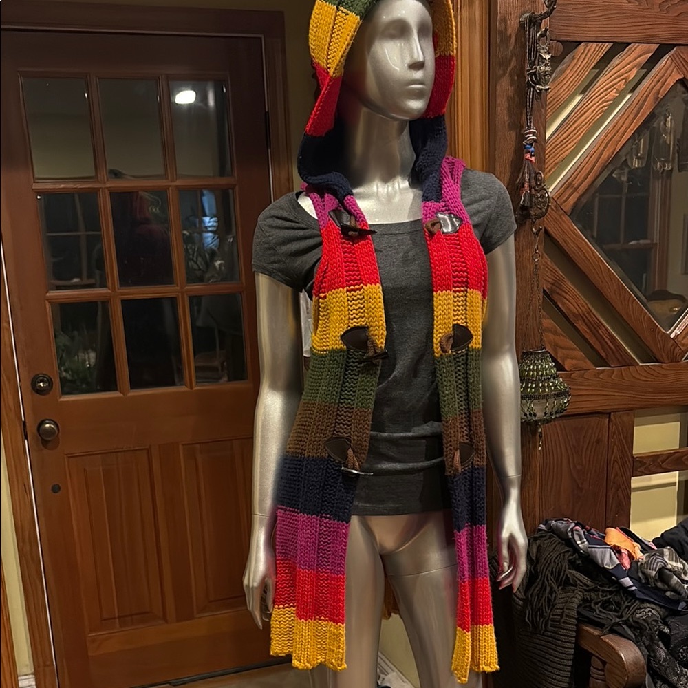 Rainbow Striped Knit Hooded sweater